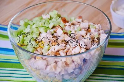 Salata cu ouă de pui și bruiate - un pas cu pas reteta cu fotografii de salate (salata) Salata de pui cu ouă și omletă - un pas cu pas reteta cu fotografii, salate