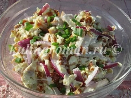Salata cu omletă și pui afumat, retete delicioase (cum să pregătească o salată cu pui) Salata cu omletă și pui afumat, retete delicioase