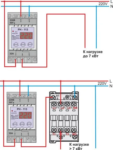 Schema electrica, relee de tensiune și contactoare cu ouzo