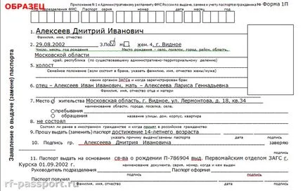 Cererea de emitere (înlocuire) pașaport - semifabricate și mostre (semifabricate) Cererea de emitere (înlocuire) pașaport - formulare și mostre