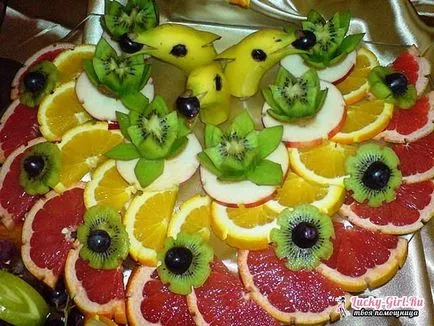 Cât de frumos tăiate de fructe pe masa