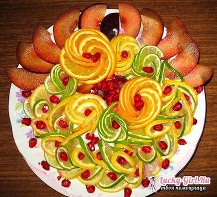 Cât de frumos tăiate de fructe pe masa