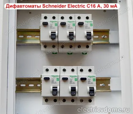 Întrerupătoare de urgență sau ouzo (în valoare de Schneider Electric) Întrerupătoare de urgență sau ouzo