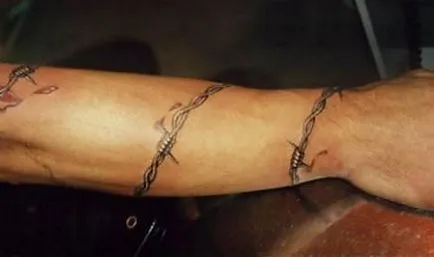 Fotografii și semnificația tatuaj de sârmă ghimpată (ghimpată) Fotografii și semnificația de tatuaj de sârmă ghimpată