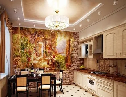 Imagini de fundal pentru bucătărie, ideea de un interior cu o fotografie de o mică bucătărie