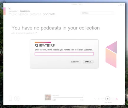 Noi folosim software-ul Zune, ca un program pentru a asculta podcast-uri și obiecte de colecție de muzică