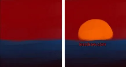 Cum să atragă un apus de soare pe mare în etape, lessdraw