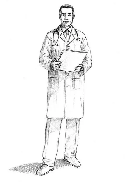 Cum de a desena un medic, creion doctor în etape