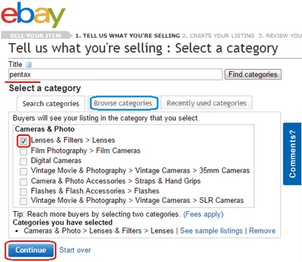 Cum de a vinde un articol de pe eBay instrucțiuni pentru a crea anunțul (listarea), clubul de cumpărături on-line (un ex