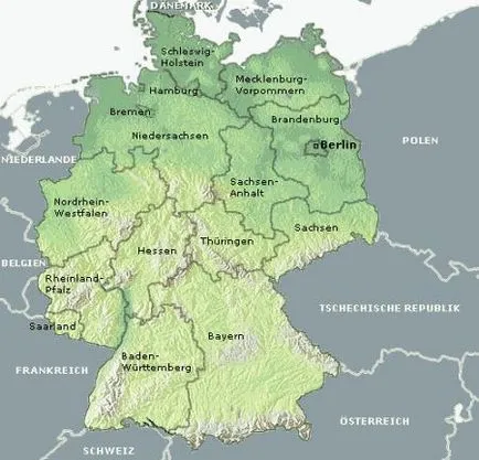 harta Germaniei în limba germană, germană pentru începători