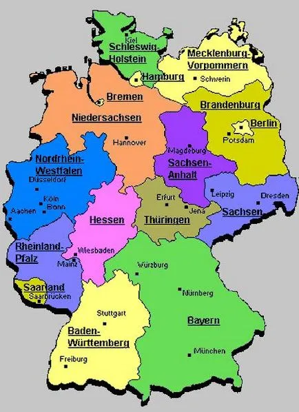 harta Germaniei în limba germană, germană pentru începători