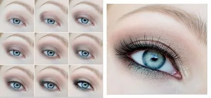 Machiaj pentru ochi albastru pas cu pas în fiecare zi pentru blonde, brunete si roscate