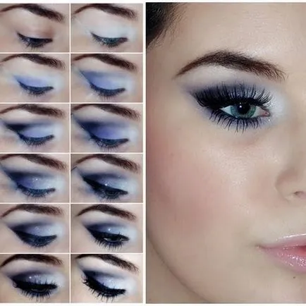 Machiaj pentru ochi albastru pas cu pas în fiecare zi pentru blonde, brunete si roscate