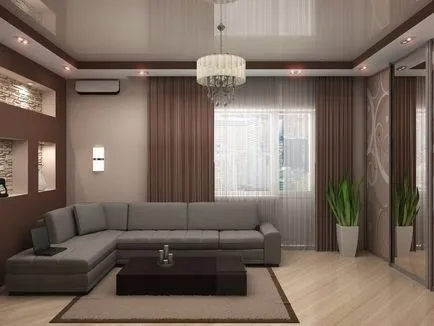 Tavane extensibile în camera de zi de imagine de design dormitor, split-nivel de 18 mp, în lucios