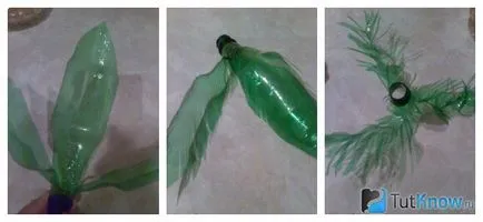 Palma și lebede pe lac din sticle de plastic