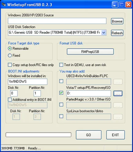 Pregătirea de boot unitate flash USB, ferestre, adminstuff