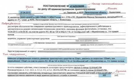 Descifrarea numerele de decizie penalizare poliției rutiere (poliția rutieră) reglementări Numărul Legenda de amenzi rutiere