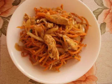 Retete salate de morcov coreeană și pui (pui) Salata Rețete cu morcov coreeană și pui