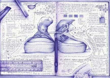 Figurile pen într-un notebook