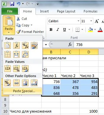 Înmulțiți sau să împărțiți datele într-un anumit număr