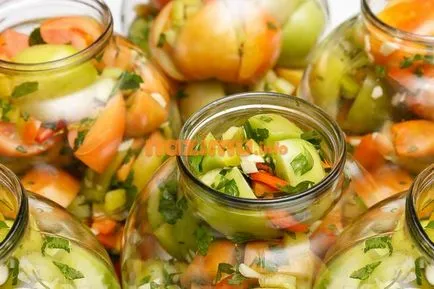 tomate verzi cu legume - reteta de iarnă fotografie fără sterilizare