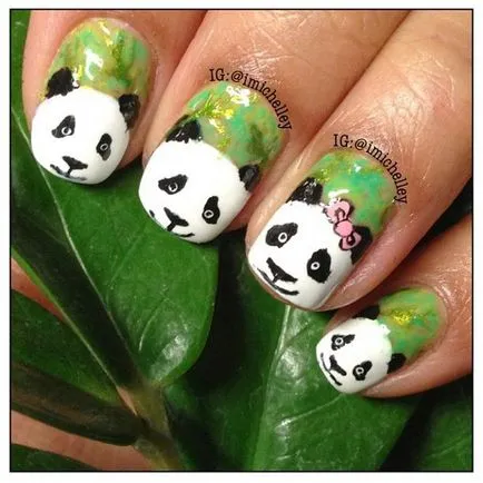19 Fotografii unghii de design, cu o imagine a unui panda