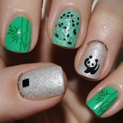 19 Fotografii unghii de design, cu o imagine a unui panda