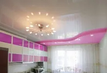 Plafoane întinse pe două nivele de editare foto, instrucțiuni video, suprapuse cu iluminare din spate, 2