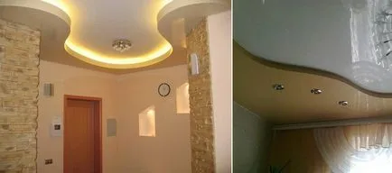 Plafoane întinse pe două nivele de editare foto, instrucțiuni video, suprapuse cu iluminare din spate, 2