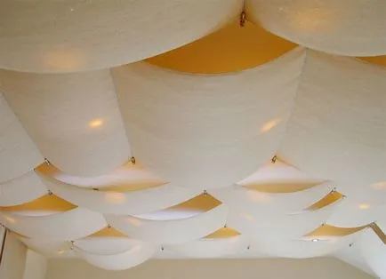tavan tesatura Draperie cu mâinile lor, cum de a alege decorul, gama de materiale, instrucțiuni privind (inlay) tavan tesatura Draperie cu mâinile lor, cum de a alege decorul, gama de materiale, instrucțiuni privind