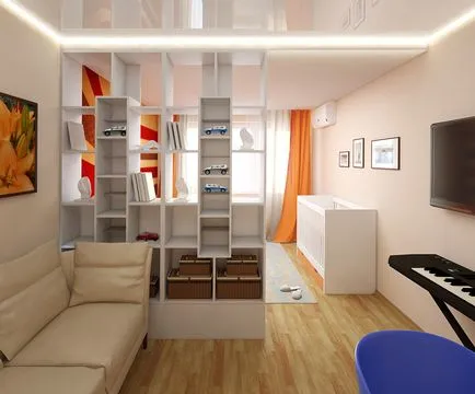 Living-copii în aceeași cameră cu sala, fotografii de mobilier, proiectare si zonare a camerei de caldă ca (foto) Living-copii în aceeași cameră cu sala, fotografii de mobilier, design și zonare, cameră caldă ca