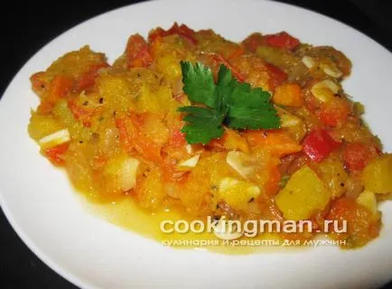 Dovlecel compot (ceapă, morcovi, roșii și ardei) - gătit pentru bărbați (tocană de legume) Dovlecel compot (ceapă, morcovi, roșii și ardei) - gătit pentru bărbați