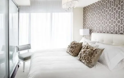 Ce adeziv tapet în dormitor - fotografii de design interior (pentru a alege tapet in fotografii dormitor) Ce tapet lipici în dormitor - Fotografie de interior Design