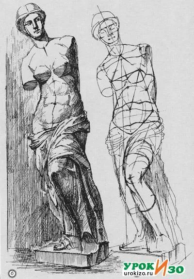 Cum să atragă pas cu pas, cu figura lui Venus din Milo 90-60-90