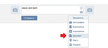 Cum de a trimite un document sau un fișier în VKontakte