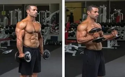Cum să se agită mâinile pe bar sau mreana și dumbbell