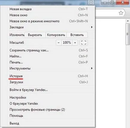 Cum de a șterge istoricul de navigare în browser Yandex (carte) Cum de a șterge istoricul de navigare în browser Yandex