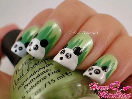 Manichiura cu model panda pe unghii Foto & Video