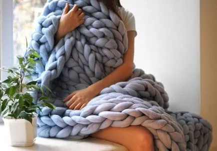 Volumul de modă carouri fire super-gros cu mâinile lor (o pătură de fire groase) Volumul carouri trendy de fire super-gros cu mâinile lor