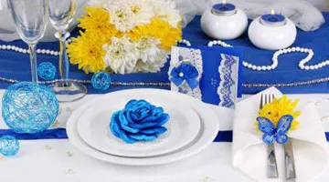 Design-ul original al tendințelor modei de nunta albastru și galben