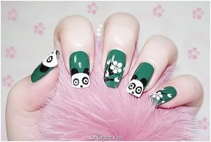 Panda fotografie pe unghii pas cu pas (pas cu pas manichiura) pas cu pas Panda pe unghii fotografie