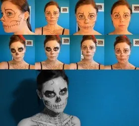 Colorat fata de Halloween acasă (se confruntă cu vopsea de Halloween) Colorat fata de Halloween la domiciliu