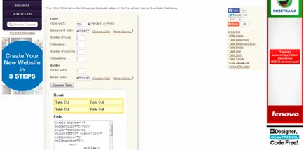 Crearea unui tabel în html, html