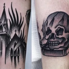 dotvork stil de tatuaj (dotwork), fotografii și schițe de tatuaj
