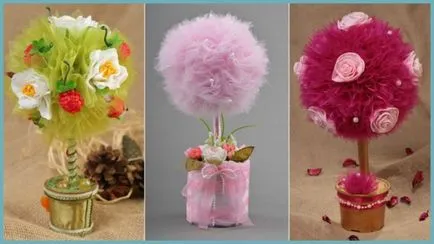 Topiara mâinile lor de panglici de satin și master-class organza, pas cu pas fotografii și instrucțiuni