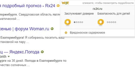 WOT pentru Yandex browser