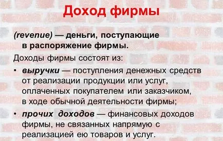 Veniturile întreprinderii care este