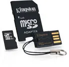 card de memorie adaptor SD, USB adaptor și un card de memorie microSD, kingston