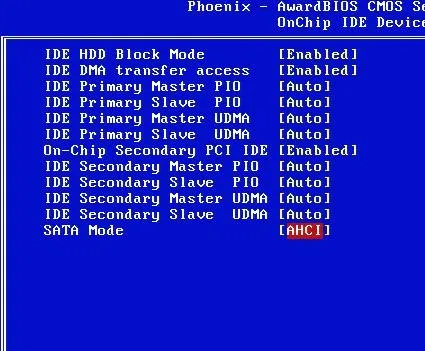 AHCI cum să activați în BIOS