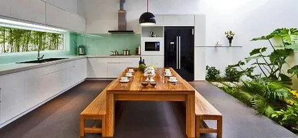 pereți bucătărie de design - materiale moderne, metode, combinații,